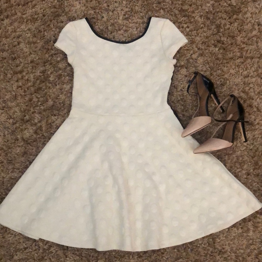 Align White Polka Dot Dress with Leather Neckline